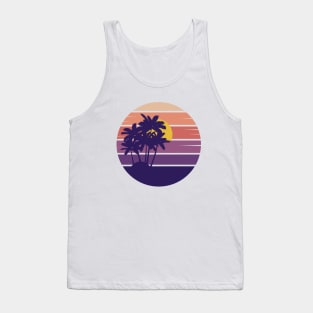 Retro Style Sunset Beach Palm Tree Tank Top